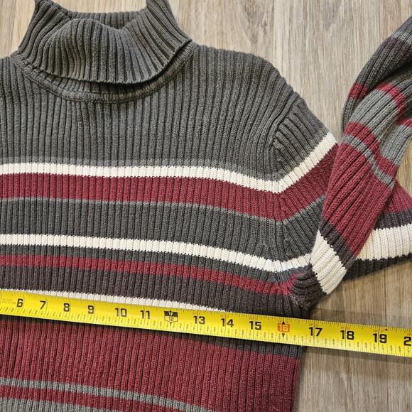 Vtg Sonoma Multicolor Turtleneck Womens L Ribbed Green Red Y2K Cottagecore Boho - Picture 7 of 8